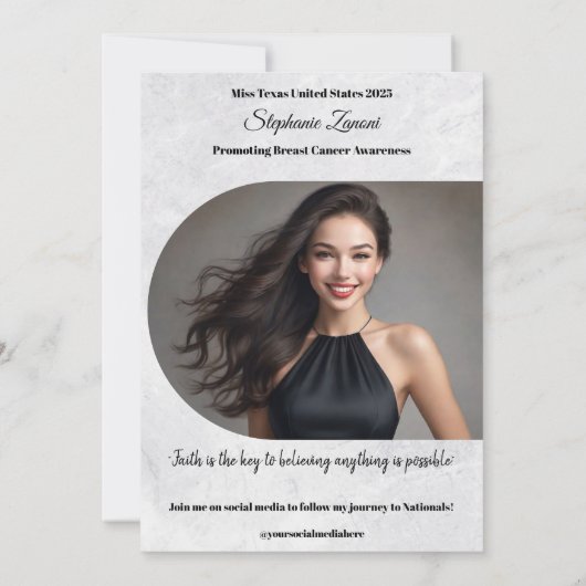 Marmer Ice Pageant Sash Autograph Kaart (Achterkant)