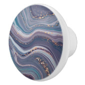 Marmer in blauw en Paars Keramische Knop (Rechts)