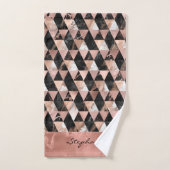 Marmer in zwart | wit & roze goud Monogram Bad Handdoek (Handdoek)
