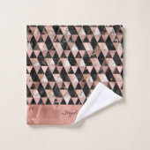 Marmer in zwart | wit & roze goud Monogram Bad Handdoek (Wasdoekje)