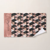 Marmer in zwart | wit & roze goud Monogram Bad Handdoek (Handdoek)