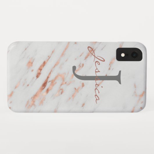 Marmer-initiaal en naamtelefoon Case-Mate iPhone case (Achterkant (horizontaal))