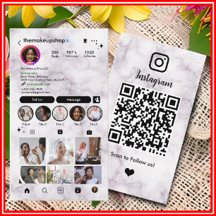 Marmer Instagram Social Media Aangepaste QR-code Visitekaartje