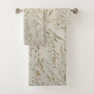 Marmer Ivoor & Goud Glitter Trendy Modern Chic Bad Handdoek