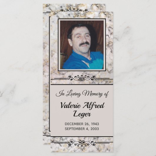 Marmer Kaart voor Aandenken aan Overledene (Voorkant / Achterkant)