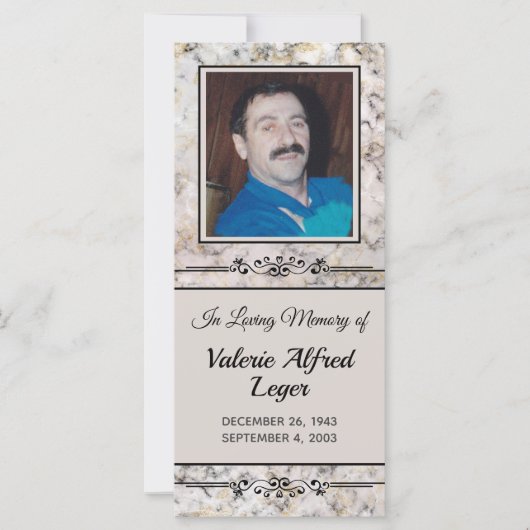 Marmer Kaart voor Aandenken aan Overledene (Voorkant)