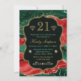 Marmer Kerst Agaat & Gouden Glitter Verjaardag Kaart