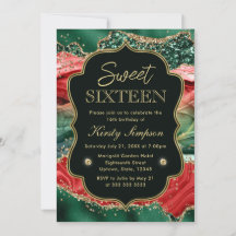 Marmer Kerst Agate & Gouden Glitter Sweet 16