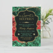 Marmer Kerst Agate & Gouden Glitter Sweet 16 Kaart (Staand voorkant)