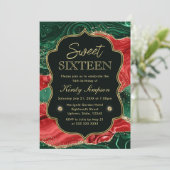 Marmer Kerst Agate & Gouden Glitters Zweet 16 Kaart (Staand voorkant)
