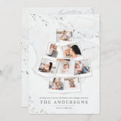 Marmer kerstboom met multifoto's feestdagenkaart (Voorkant / Achterkant)