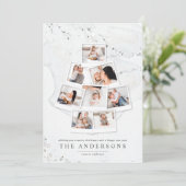 Marmer kerstboom met multifoto's feestdagenkaart (Staand voorkant)