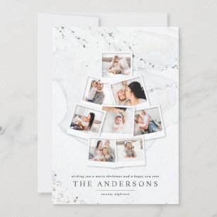 Marmer kerstboom met multifoto's feestdagenkaart