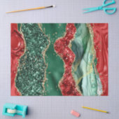 Marmer Kerstmis Rood, Groen en Goud Glitter Agate Tissuepapier (Craft)