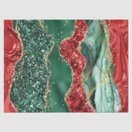 Marmer Kerstmis Rood, Groen en Goud Glitter Agate Tissuepapier