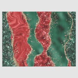 Marmer Kerstmis Rood, Groen en Goud Glitter Agate Tissuepapier