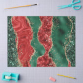 Marmer Kerstrood, groen en goudglitter Agate Tissuepapier (Craft)