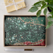 Marmer Kerstrood, groen en goudglitter Agate Tissuepapier (Geschenk)