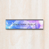 Marmer Kijk Modern Abstract Blauw Paars Wit Deurbordje (Voorkant)