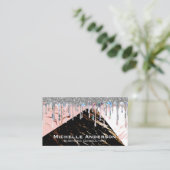Marmer-kleurenblokken | Glitter Shimmer Drip Visitekaartje (Staand voorkant)