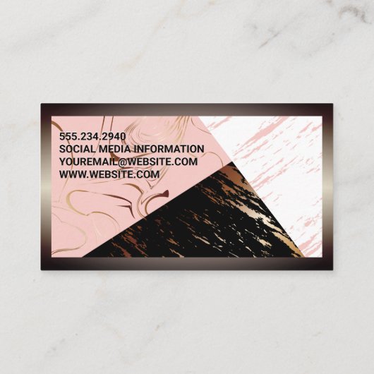 Marmer-kleurenblokken | Metaalgrens Visitekaartje (Achterkant)