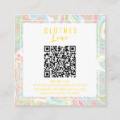 Marmer Kleurrijke Regenboog QR Code Vloeibare Boho Vierkante Visitekaartje (Achterkant)