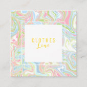 Marmer Kleurrijke Regenboog QR Code Vloeibare Boho Vierkante Visitekaartje (Voorkant)