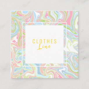 Marmer Kleurrijke Regenboog QR Code Vloeibare Boho Vierkante Visitekaartje