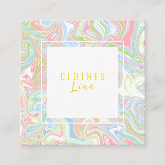 Marmer Kleurrijke Regenboog QR Code Vloeibare Boho Vierkante Visitekaartje (Voorkant)