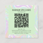 Marmer Kleurrijke Regenboog QR Code Vloeibare Boho Vierkante Visitekaartje (Achterkant)