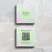 Marmer Kleurrijke Regenboog QR Code Vloeibare Boho Vierkante Visitekaartje