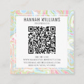 Marmer Kleurrijke Regenboog QR Code Vloeibare Boho Vierkante Visitekaartje (Achterkant)