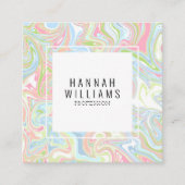 Marmer Kleurrijke Regenboog QR Code Vloeibare Boho Vierkante Visitekaartje (Voorkant)