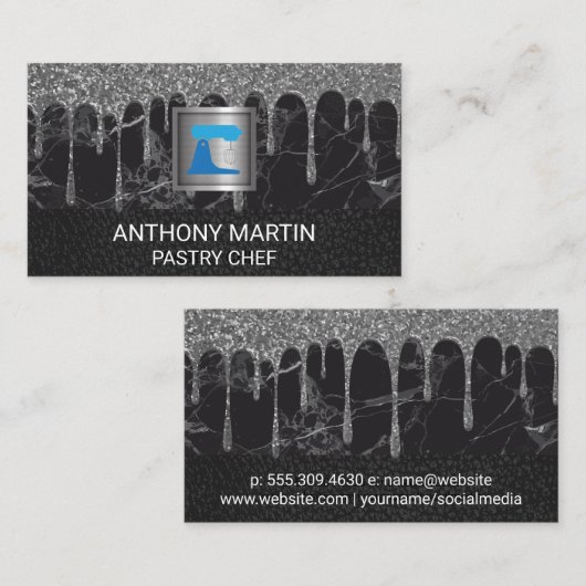 marmer leder | Mengsel | Glitter Drip Frosting Visitekaartje (Voorkant / Achterkant)