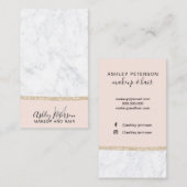 Marmer licht goud glitter monogram zwart visitekaartje (Voorkant / Achterkant)