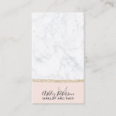 Marmer licht goud glitter monogram zwart visitekaartje (Voorkant)