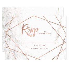 Marmer Look en Faux Roos Goud Geometrisch RSVP Kaartje