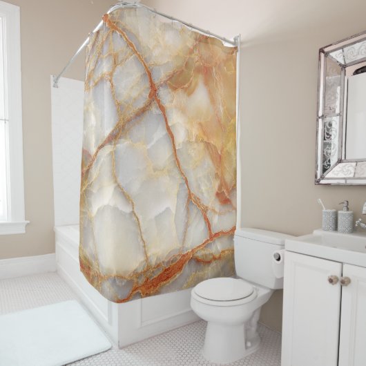 Marmer Majesteit: Glanzende elegantie Douchegordijn (In situ)