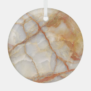 Marmer Majesteit: Glanzende elegantie Glas Ornament