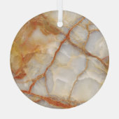 Marmer Majesteit: Glanzende elegantie Glas Ornament (Achterkant)