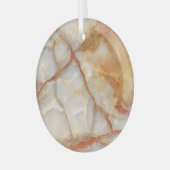 Marmer Majesteit: Glanzende elegantie Glas Ornament (Voorkant links)