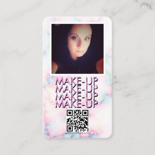 Marmer Make-up Salon QR Code Foto  Visitekaartje (Voorkant)