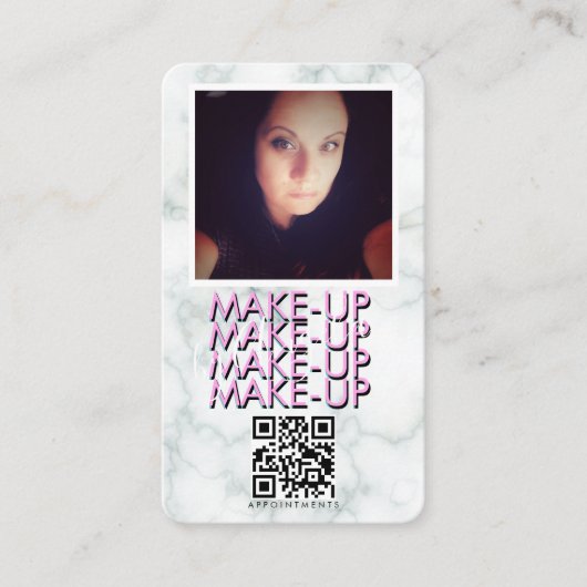 Marmer Make-up Salon QR Code Foto   Visitekaartje (Voorkant)