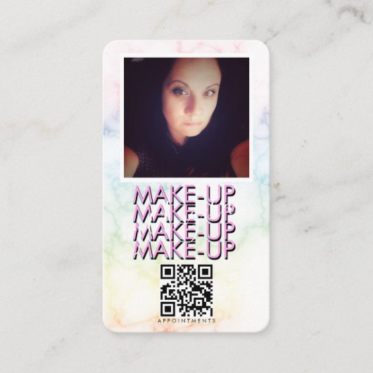 Marmer Make-up Salon QR Code Foto Visitekaartje (Voorkant)