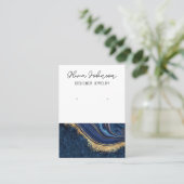 Marmer Marine Blauw Gouden Sieraden Oorbel Display Visitekaartje (Staand voorkant)