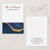 Marmer Marine Blauw Gouden Sieraden Oorbel Display Visitekaartje (Voorkant / Achterkant)