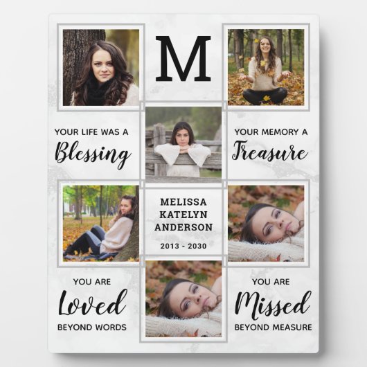 Marmer Memorial Keepslag Unieke fotocollage Fotoplaat (Voorkant)