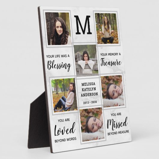 Marmer Memorial Keepslag Unieke fotocollage Fotoplaat (Zijkant)