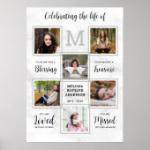 Marmer Memorial Unique 6 Photo Collage Funeral Poster (Voorkant)