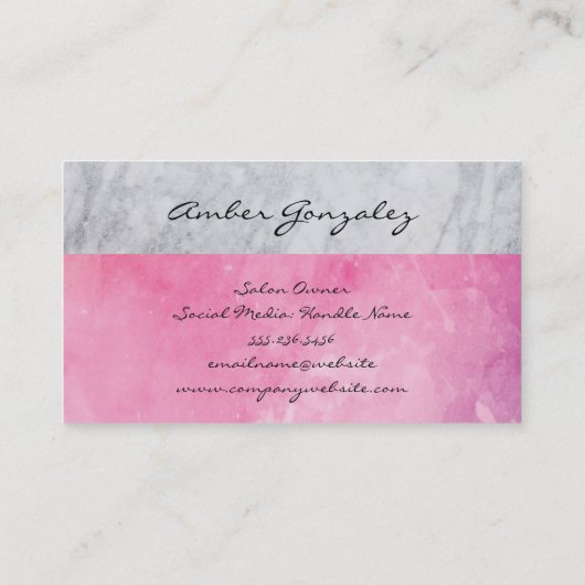 Marmer met artistiek geborsteld monogram visitekaartje (Achterkant)